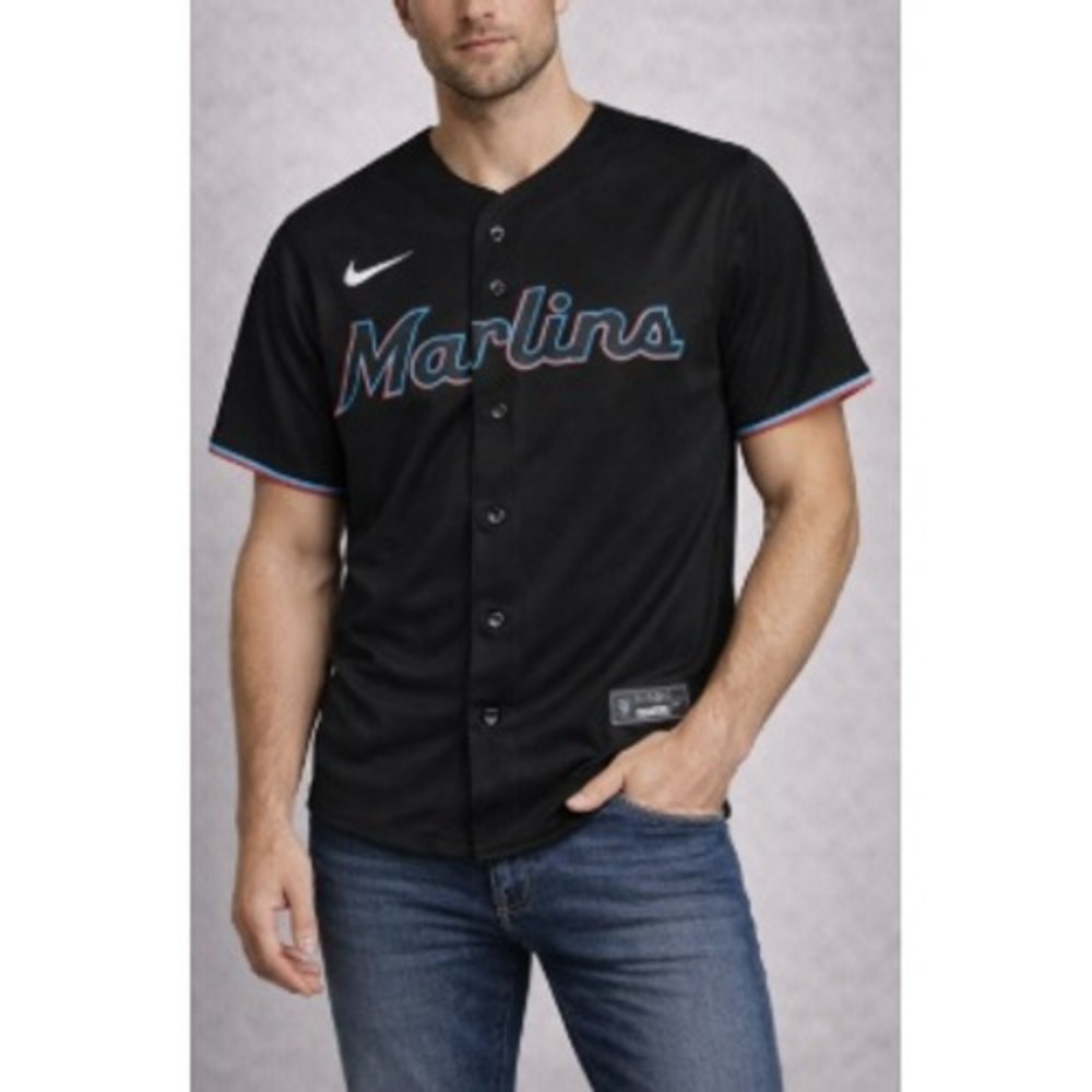 Nike Marlins‎ Preschool Miami Men's Black Alternate Baseball Jersey Size XL NWT